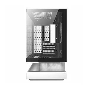 Kasë Darkflash FLOATRON F1 / M-ATX Mid-Tower / 6x120mm ARGB / USB Type-C / Xham i Temperuar / Floating Design – Bardhë - 4