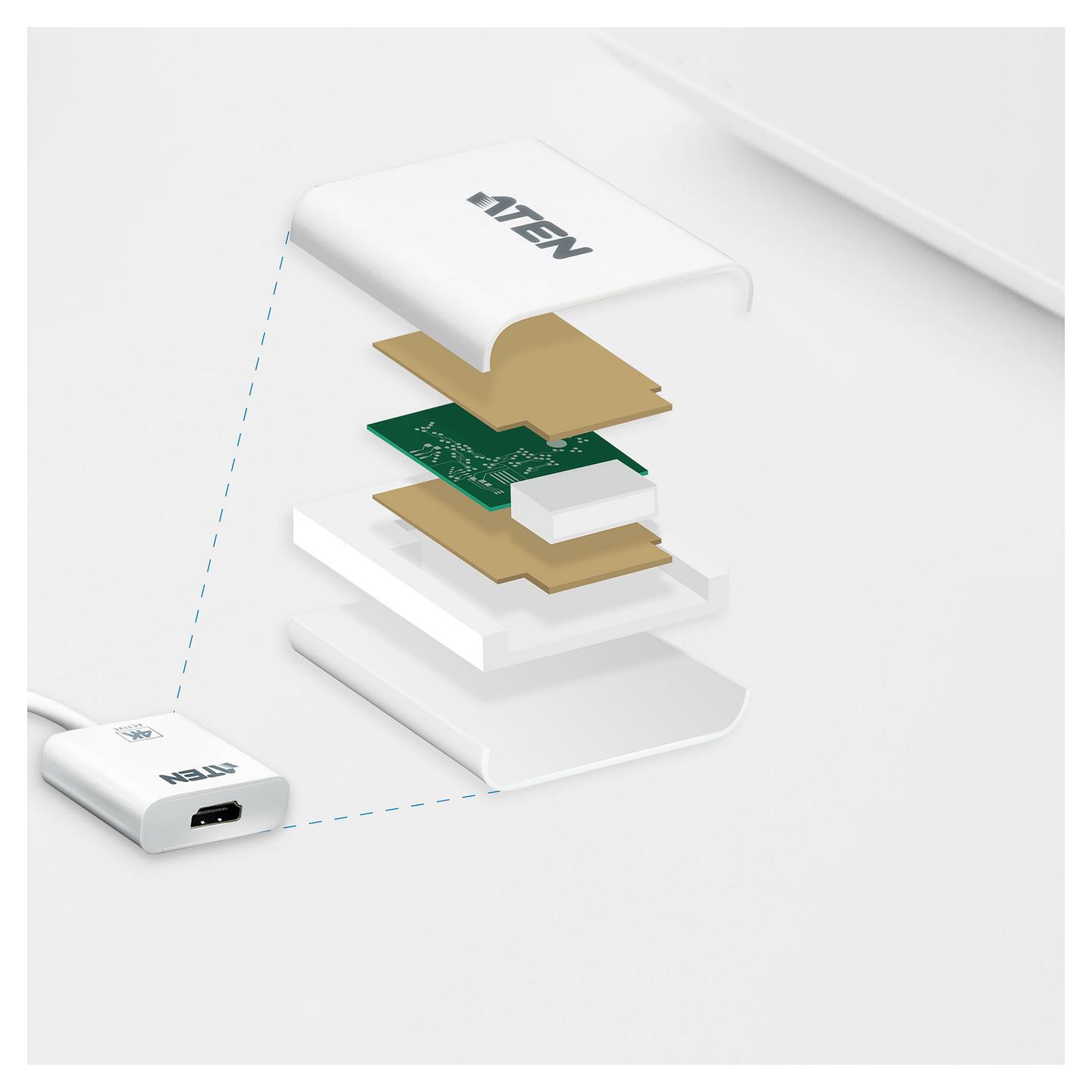 Adapter ATEN VC986-AT, DisplayPort në HDMI, 4K 30Hz, aktiv - Bardhë - 4