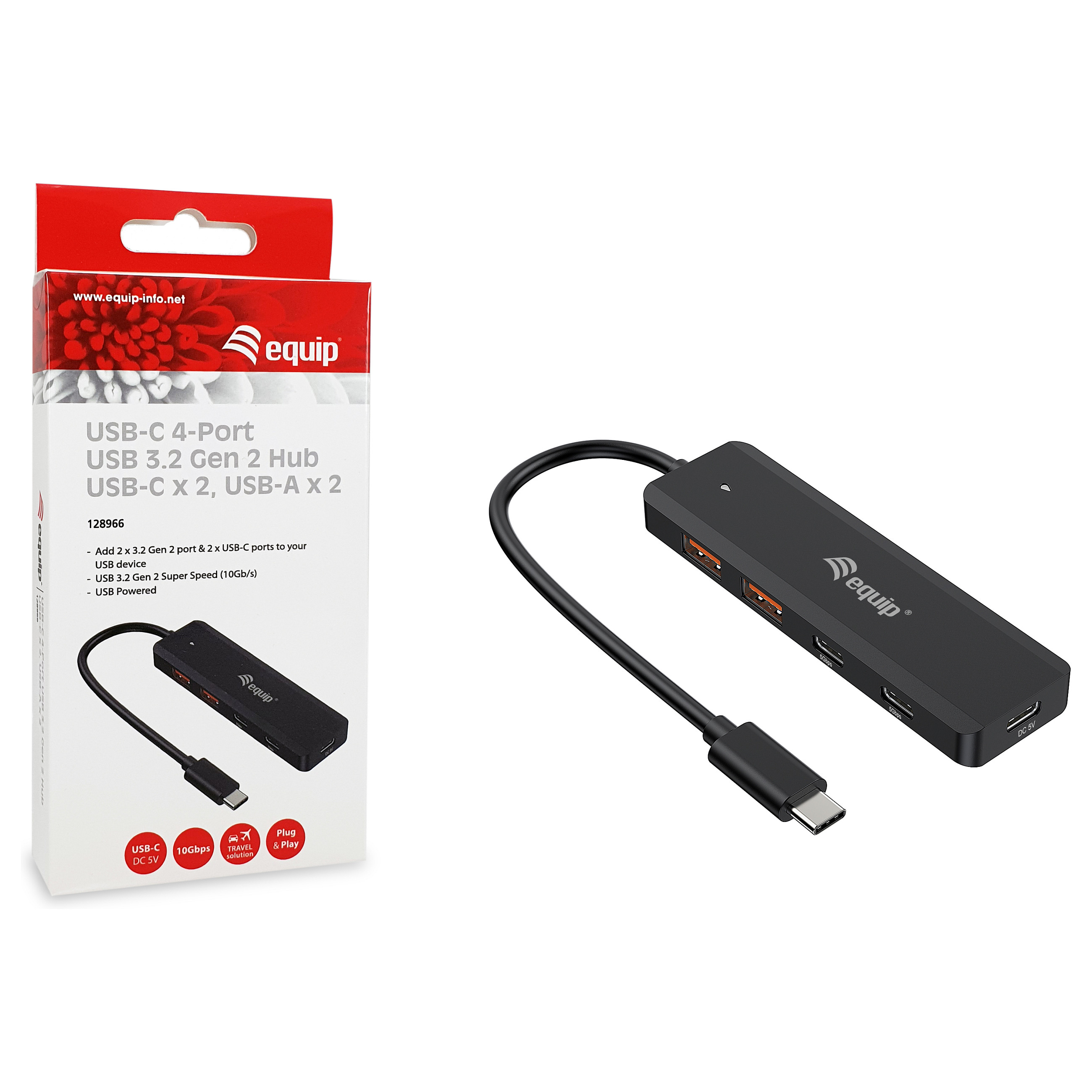 HUB Equip USB‑Hub 4‑Port 3.2 / 2×USB‑C 2×USB‑A 10 Gbps – Zezë - 8