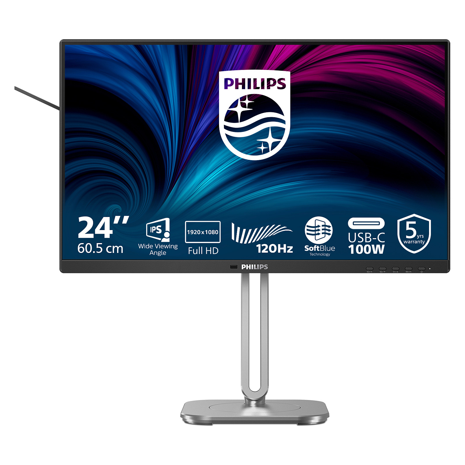 Monitor Philips 4000 Series 24B2U4301 / 23.8" / Full HD IPS / 120Hz / 4ms / HDMI+DisplayPort+USB-C - Hiri