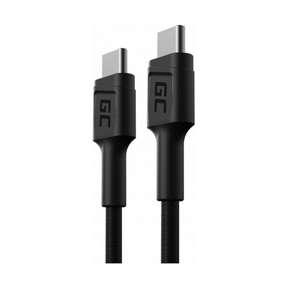Kabllo USB Green Cell KABGC31 / USB-C në USB-C / USB 2.0 / 60W / 0.3m - Zezë - 1