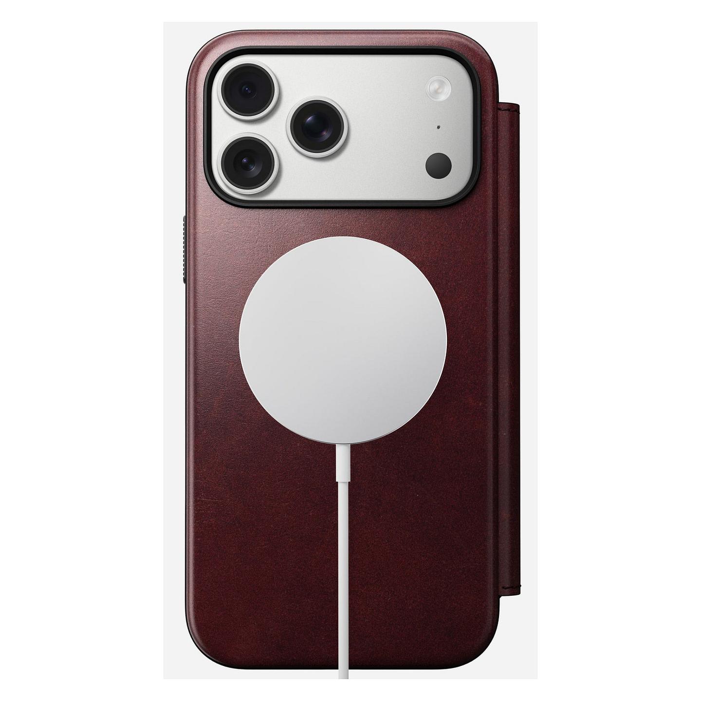 Aksesorë për telefon Nomad Modern Leather Folio / Case / MagSafe / Qi2 / iPhone 17 Pro Max - Kafe - 3