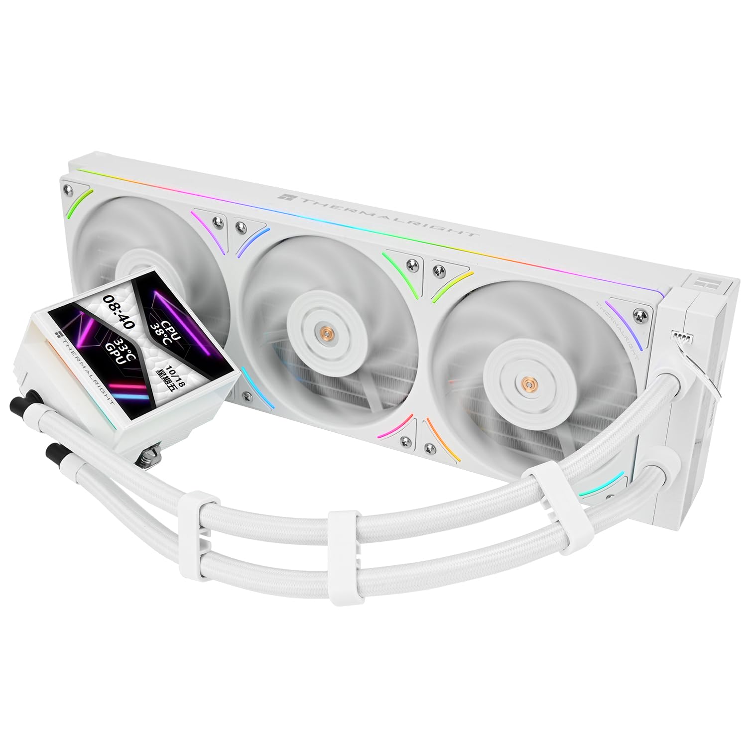 Ftohës për Procesor Thermalright Hyper Vision 360 UB ARGB / AIO / 360mm / 3×120mm Fan / 2150 RPM / 3.95" IPS LCD / 480×480 / ARGB – Bardhë
