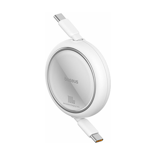 Kabllo USB Baseus Free2Pull / USB-C në USB-C / 100W / 480Mbps / Retractable / 1m – Bardhë