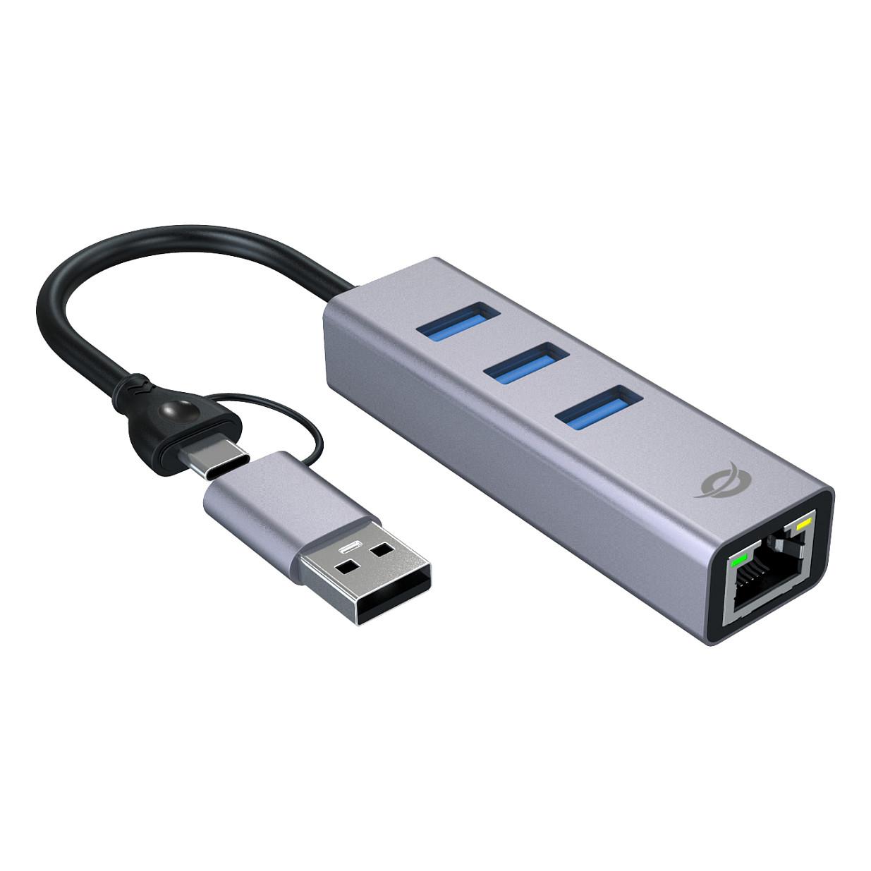 Hub Conceptronic ABBY25G, 3x USB-A, Gigabit Ethernet, USB 3.2 Gen 1, 5Gbps - Gri - 2