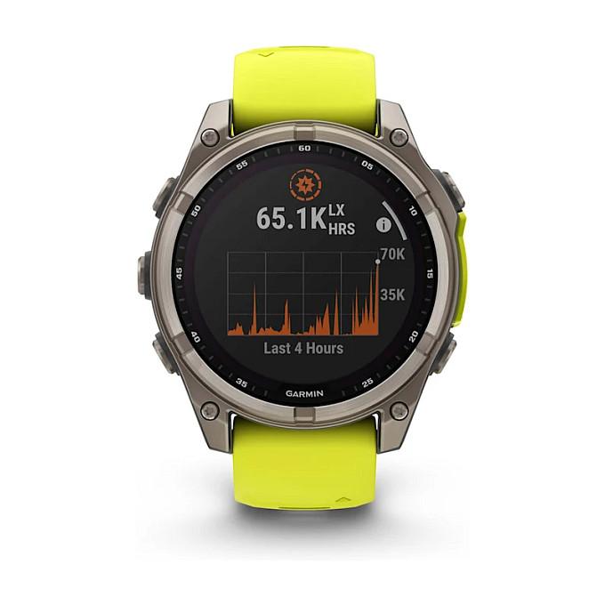 Orë e mençur Garmin fēnix 8 Solar Sapphire, 47mm, MIP 1.3", GPS Multi-Band, 32GB, Titanium - Verdhë/Hiri - 2