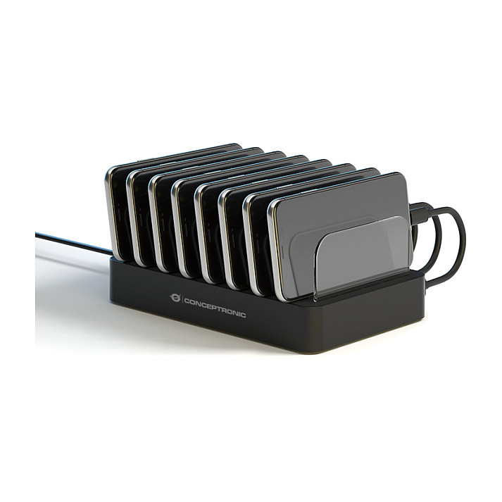 Conceptronic 8-Port USB Charger  6x USB-A / 2x USB-C – 75W PD / 3.0 – Zezë - 2