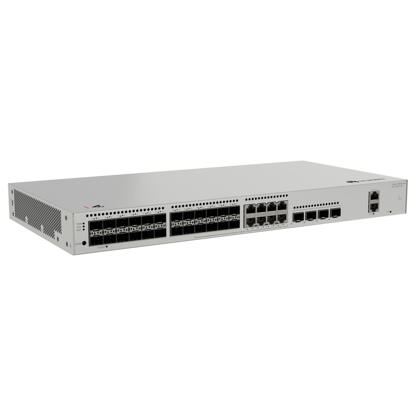 Switch Huawei eKitEngine S310-24ST4X, 16x Gigabit SFP, 8x Gigabit RJ45/SFP Combo, 4x 10G SFP+, 128Gbps, Layer 3 Managed, Rack 1U - Hiri