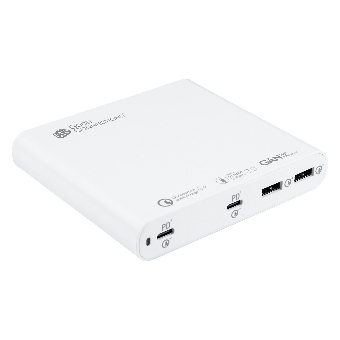 Stacion Karikimi USB-C Good Connections / 120W / 4x Port / 2x USB-C + 2x USB-A / PD 3.0 / QC 4+ – Bardhë