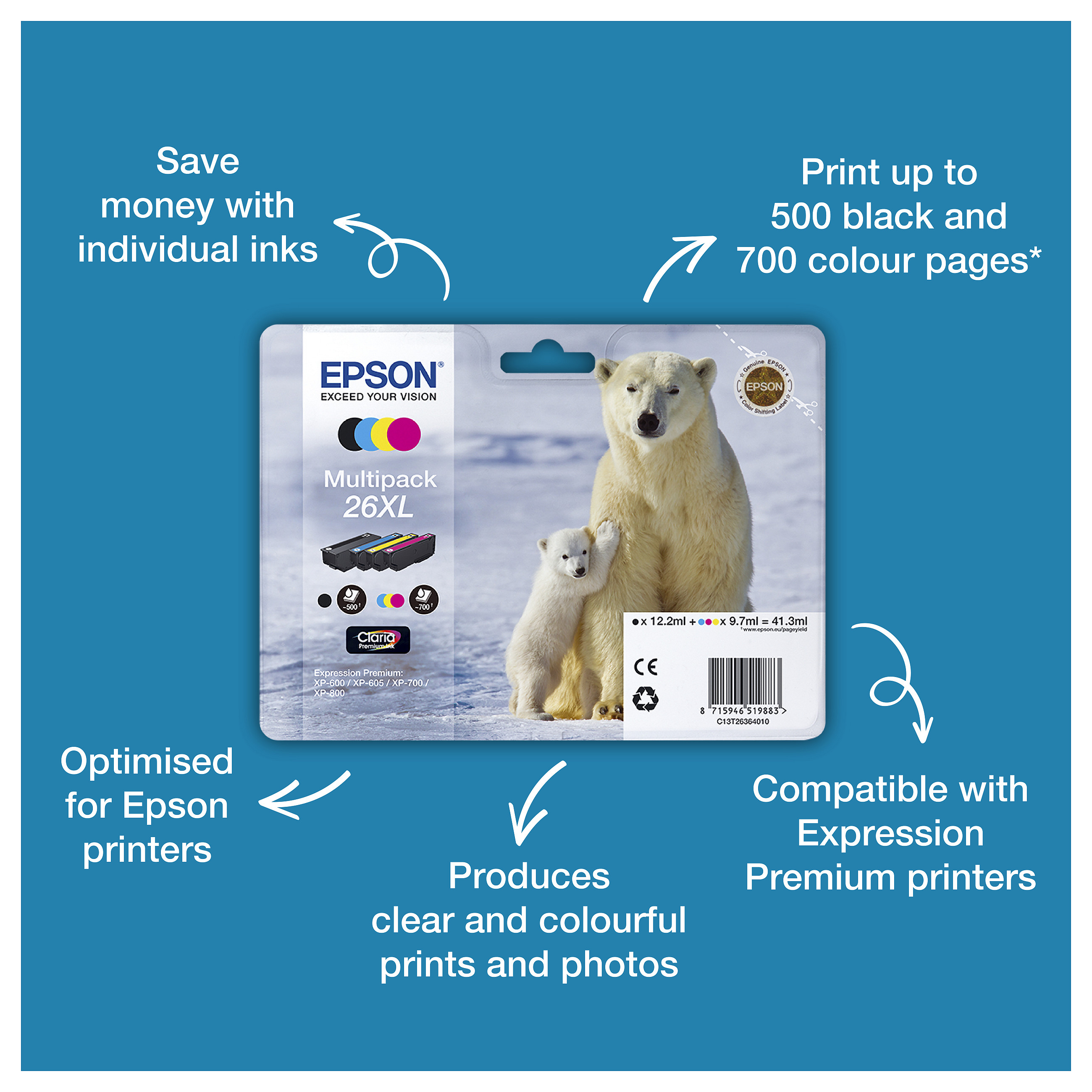 INK Epson T2616 Multipack #26 – Blu / Rozë /Verdhë / Zezë - 4