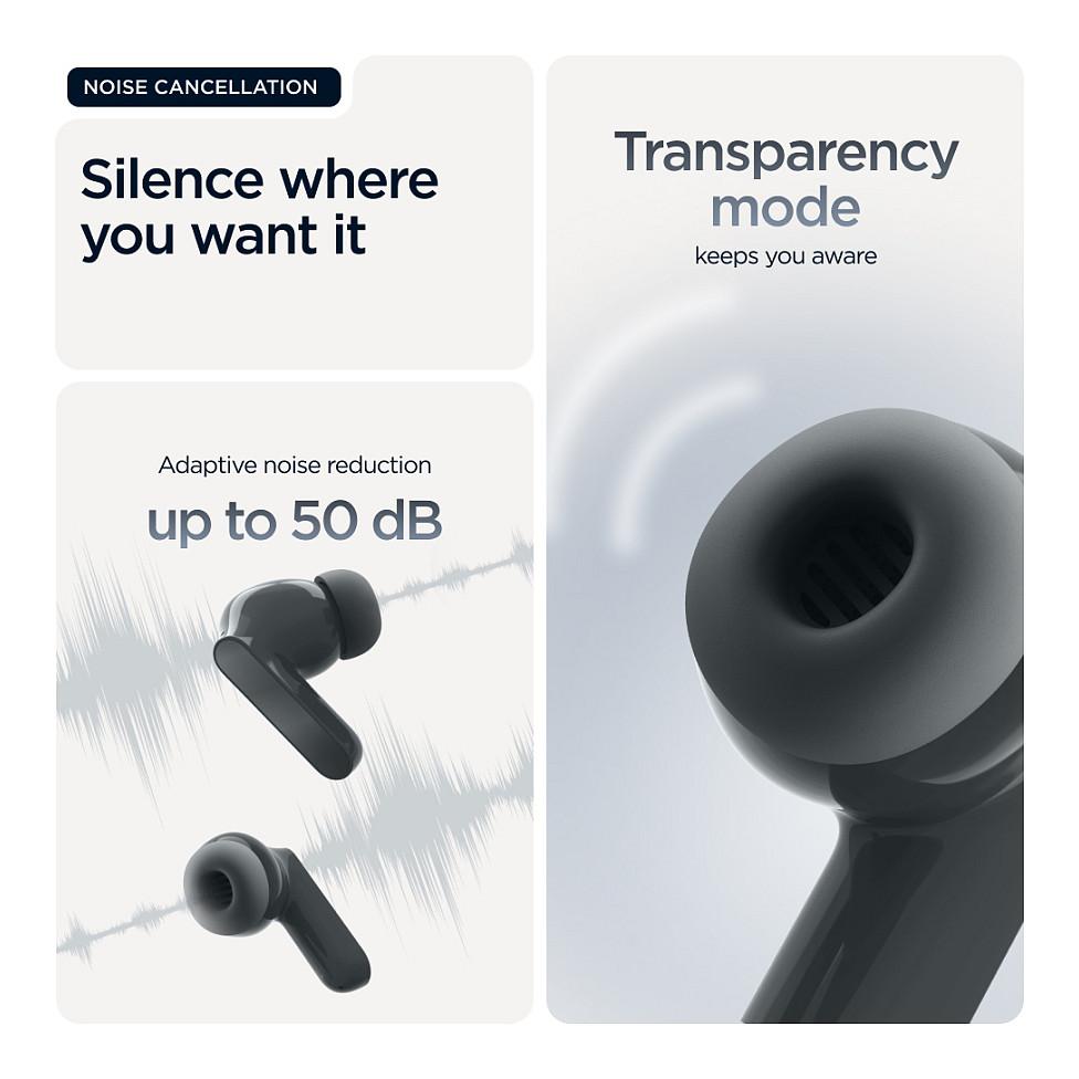 Kufje pa kabllo Motorola Moto Buds Bass / Bluetooth 5.3 / 12.4mm / ANC / Hi-Res Audio - Dark Shadow - 12
