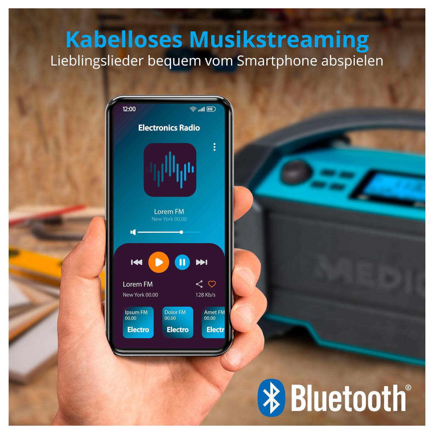 Radio për Punë MEDION LIFE E66050, AM, DAB+, FM, 15 W, Bateri me Autonomi deri në 15 orë - Zezë, Blu - 8