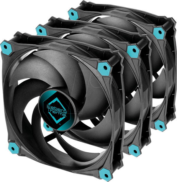 Ftohës për Kasë Iceberg Thermal IceGALE Silent / 3x120mm / 1100 RPM / 30 CFM - Zezë