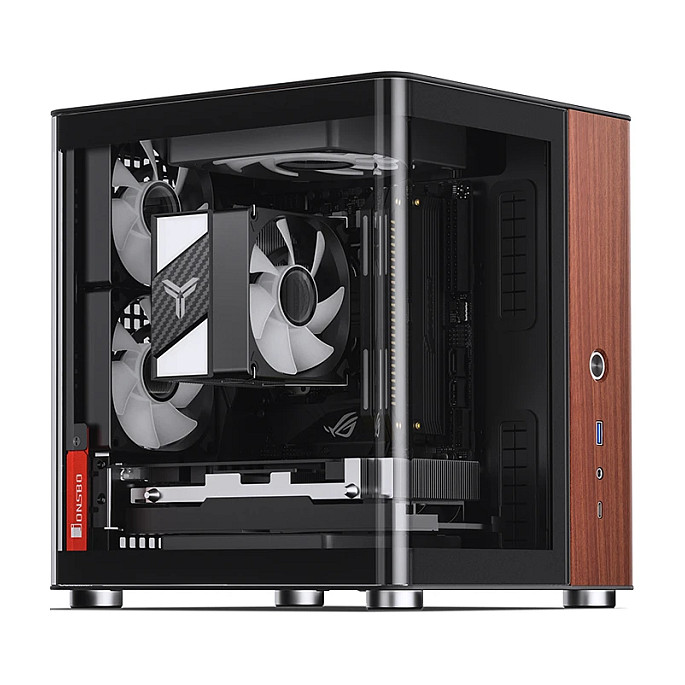 Kasë PC JONSBO TK-0 / Mini Tower / Mini-ITX / Tempered Glass / Wood - Zezë - 7