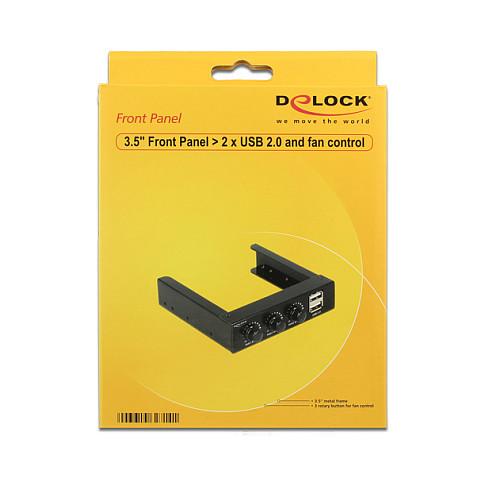 Panel Frontal për Kasë DeLOCK 62714 / 3.5" / 2x USB 2.0 / 3x Kontroll Ventilatorësh - Zezë - 4