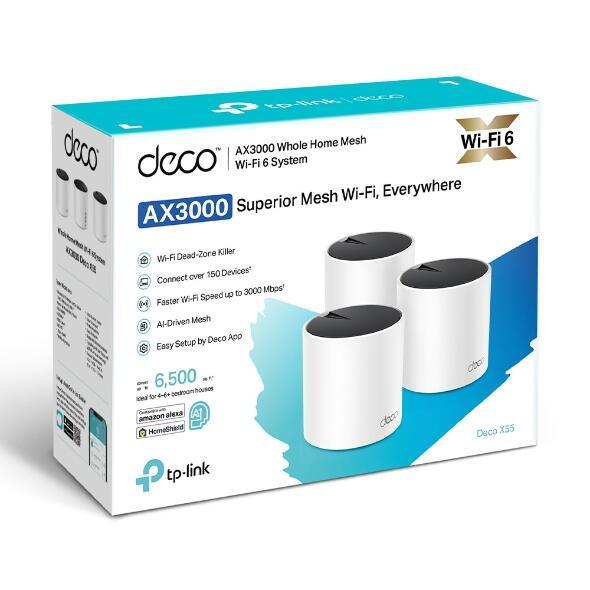 TP-Link Deco X55 AX3000 Mesh Wi-Fi 6 Dual-Band 3x Gigabit 3-Pack Whole Home – Bardhë - 3