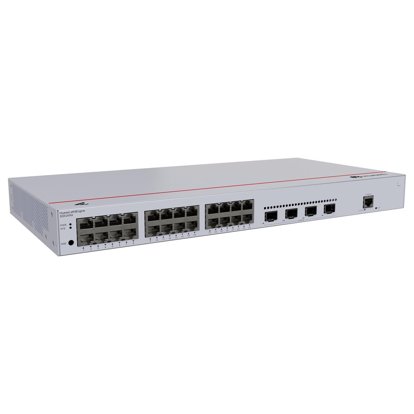 Switch Huawei eKitEngine S220-24T4X, 24x Gigabit Ethernet RJ45, 4x 10G SFP+, 128Gbps, Layer 2 Managed, Rack 1U - Hiri - 3