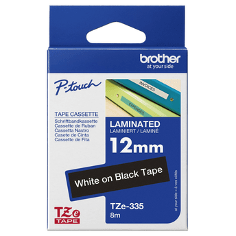 Shirit për Printer 3D Brother Colour Ribbon TZE-355 / TZE355 - Bardhë mbi Zezë - 1