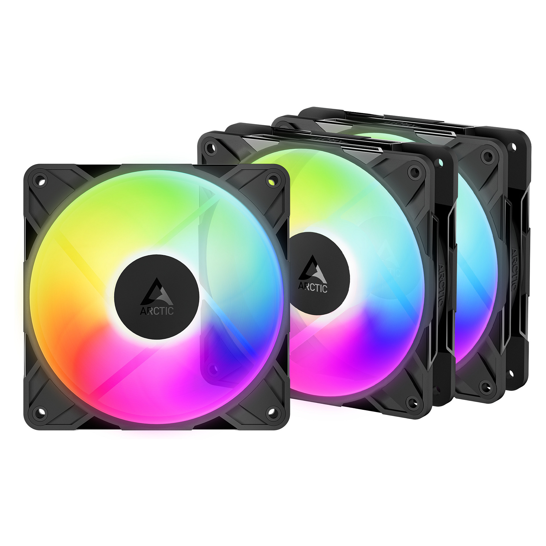 Ftohës për Kasë ARCTIC P12 Pro Reverse / 120mm / 500-3000 RPM / ARGB / PWM / 3-Pack – Zezë - 1