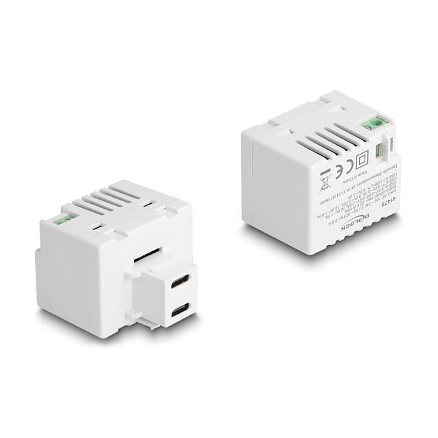 Modul Keystone DeLOCK 41479, 2x USB Type-C Femër, Power Delivery 20 W – Bardhë