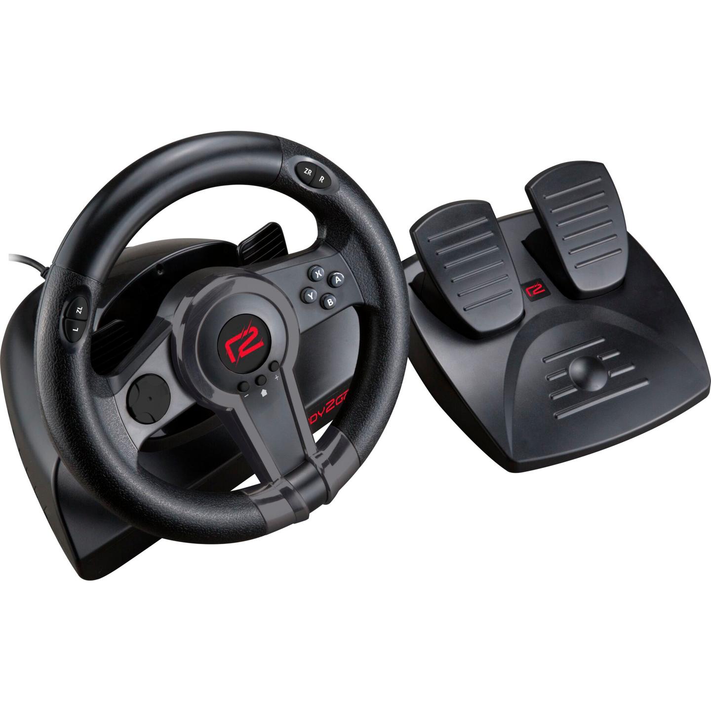 Set Timon dhe Pedale Gaming ready2gaming Nintendo Switch, Me Kabllo, 180°, 2 Pedale, Vibrim - Zezë
