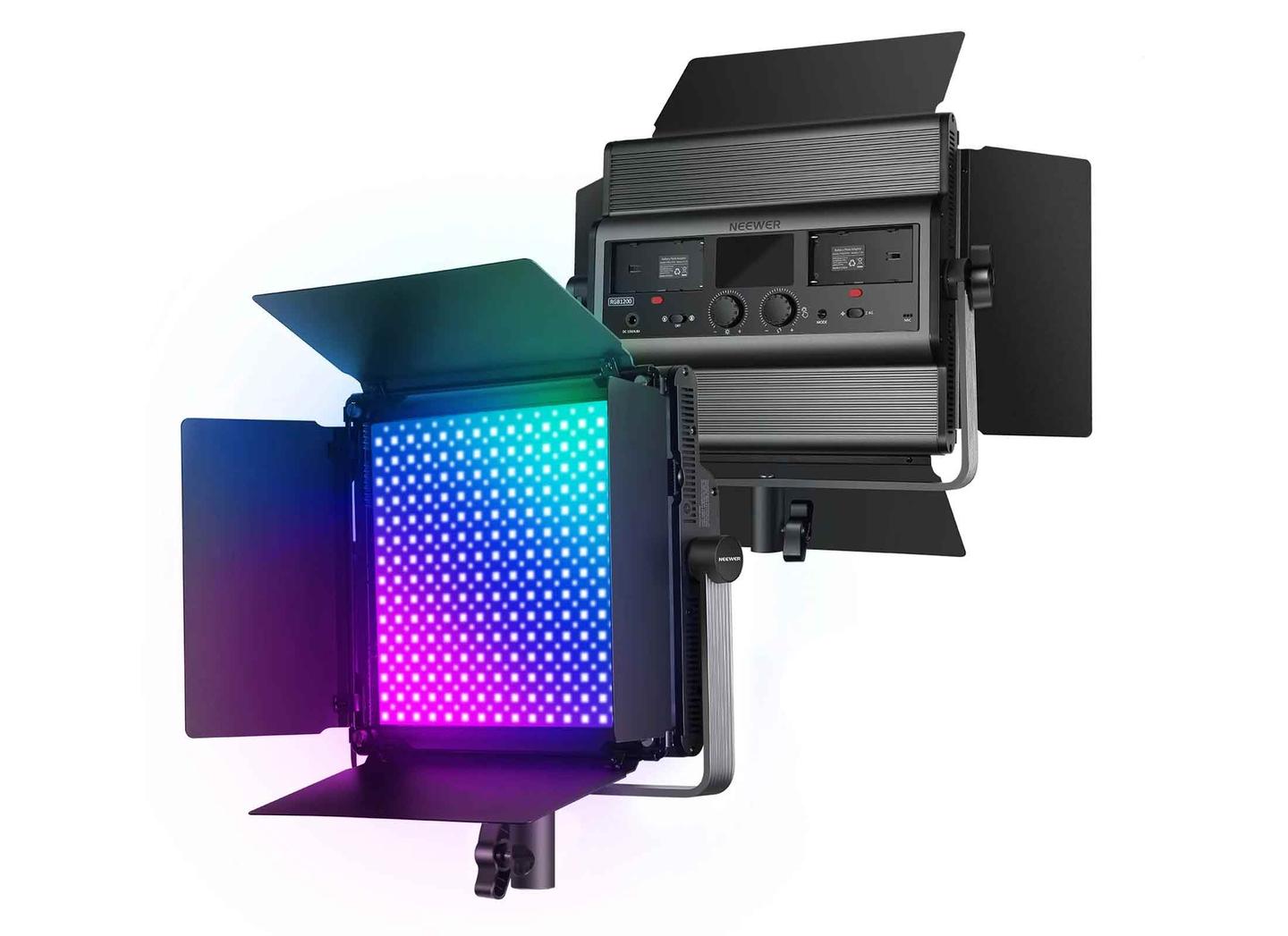 Dritë e Mençur Neewer RGB1200, RGB, 60W, 22000Lux, 2500-8500K, CRI 97+, TLCI 98+, 342x336x71mm - Zezë - 1