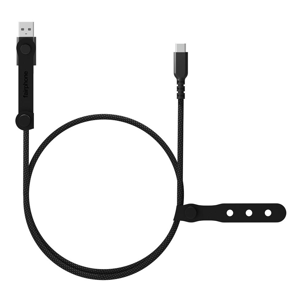 Kabllo USB Fairphone USB-C Long Life / USB-C në USB-C / 1 m / 240W / 480 Mbps / Adapter USB-A i Integruar - Zezë/Gri - 2