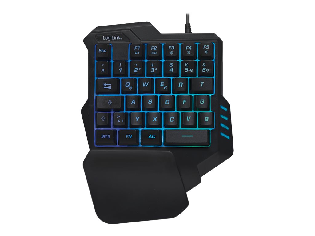 Tastierë Gaming LogiLink ID0181 / One-Hand / Mini / Wired / USB / Rainbow LED / 2 Taste të Programueshme - Zezë