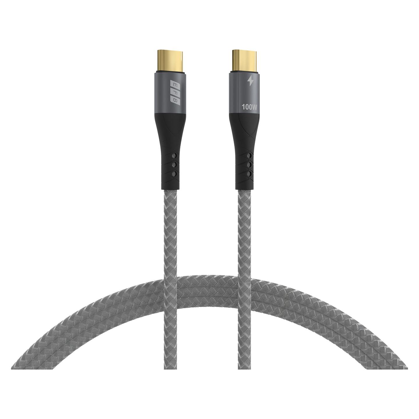 Kabllo USB EFB Elektronik USB-CC-00002 / USB-C në USB-C / 1m / 100W / 5A / USB 2.0 - Hiri - 3