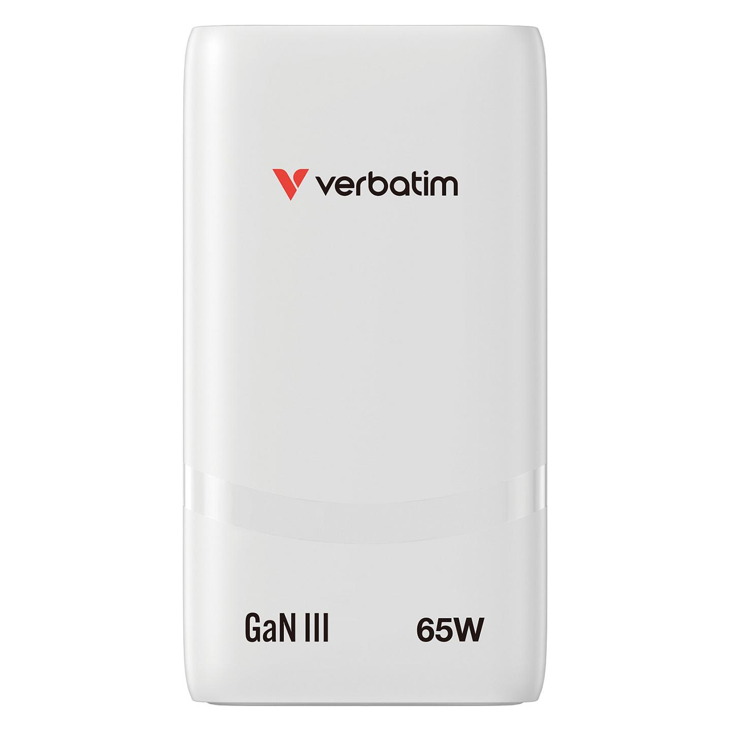 Karikues Verbatim Fold ’n’ Go GaN 32355, 65W, 2x USB-C, Power Delivery 3.0, PPS – Bardhë - 2