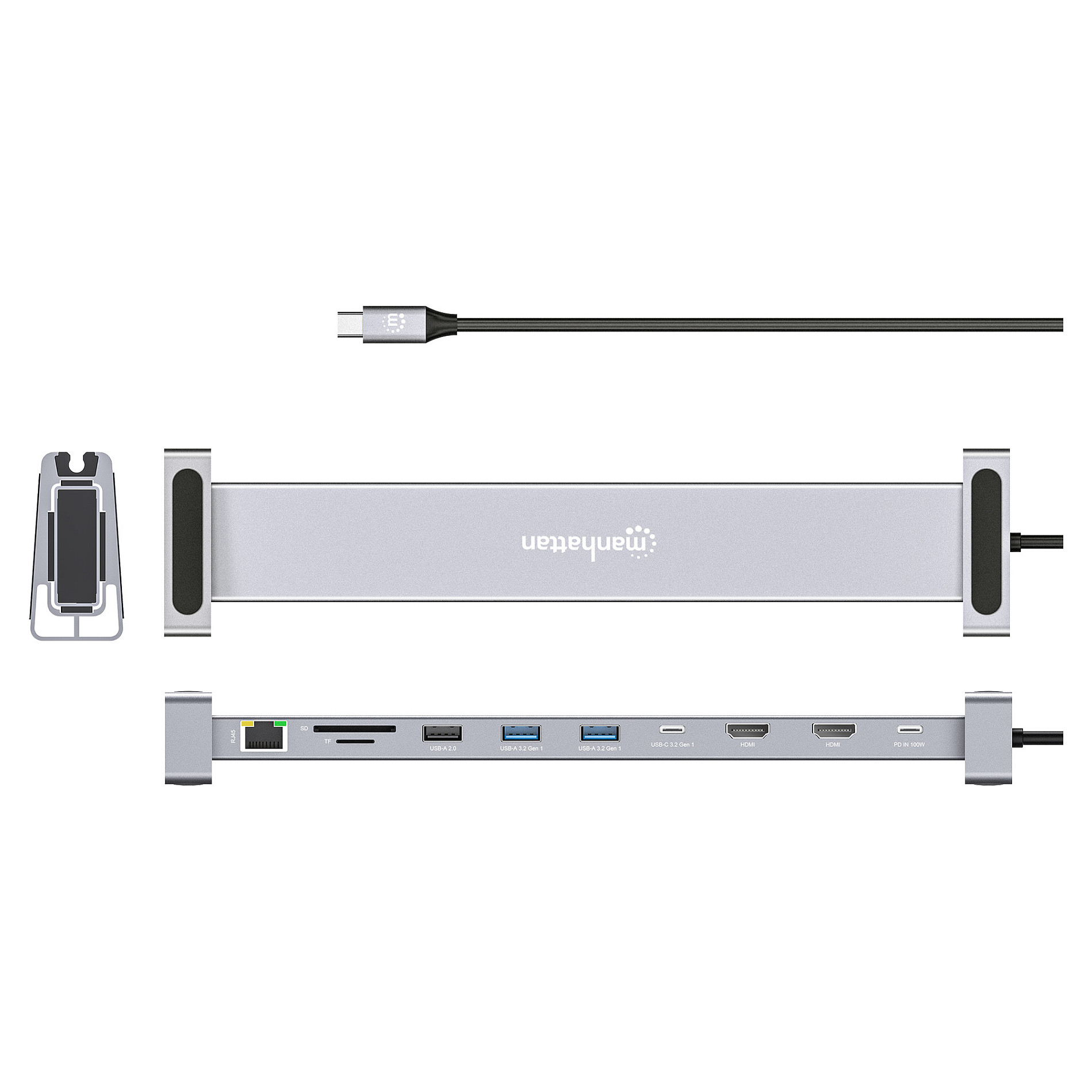 Docking station MANHATTAN / 10-in-1 / 4K / USB-C / PD / 2xHDMI - 13