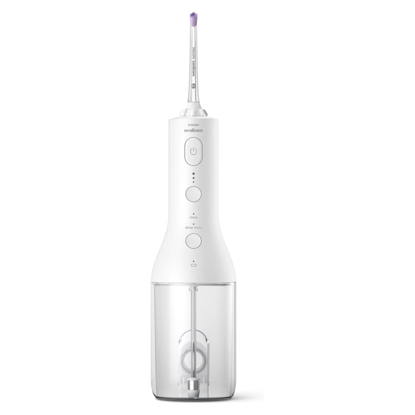 Flosser oral Philips Sonicare Cordless Power Flosser 3000 HX3826/31, 250 ml, 2 mënyra pastrimi, 3 nivele intensiteti, USB - Bardhë