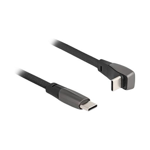 Kabllo USB DeLOCK 80750 / USB-C në USB-C / 0.14m / USB 2.0 / PD 60W / 480 Mbps / Këndore - Zezë