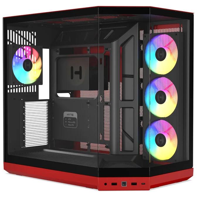 Kasë HYTE Y50 RGB, Midi Tower, E-ATX, ATX, Micro-ATX, Mini-ITX, 3x Xham Panoramik Tempered Glass, 4x Ventilatorë ARGB, USB-C - Kuqe