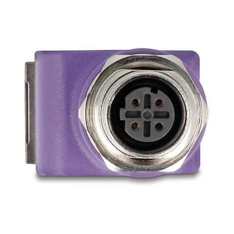 Adapter për Rrjet DeLOCK 60680, M12 D-Koduar 4-Pin Femër në RJ-45 Femër, Cat.5e, STP, 90° - Vjollcë - 2