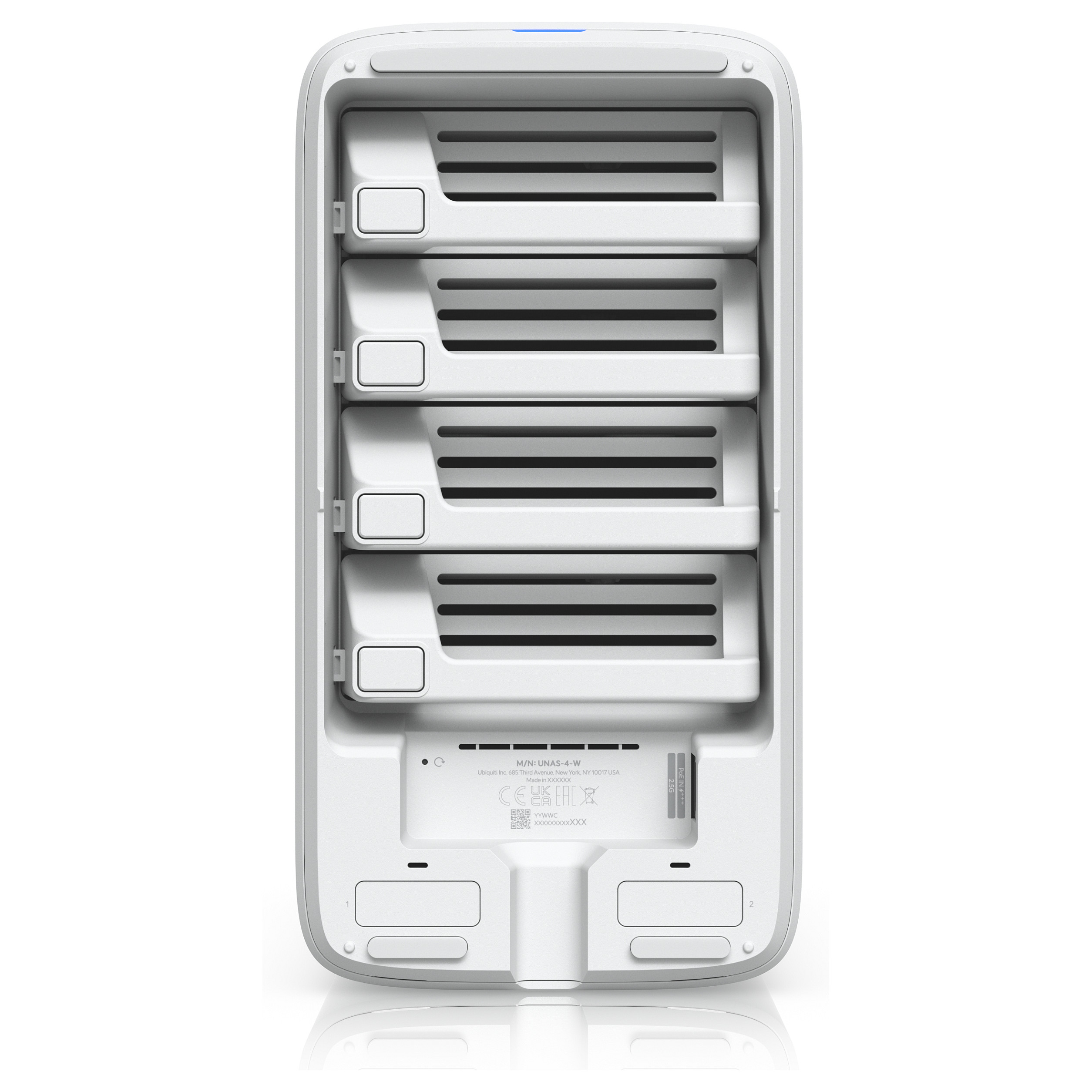 Ubiquiti UniFi UNAS-4-W 4-Bay NAS – 4x HDD/SSD, 2x M.2 NVMe Cache, 2.5GbE, RAID, PoE+++, UniFi Drive - 6