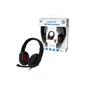 Kufje me kabllo LogiLink HS0033 / USB / 2 m - Zezë/Kuqe - 3