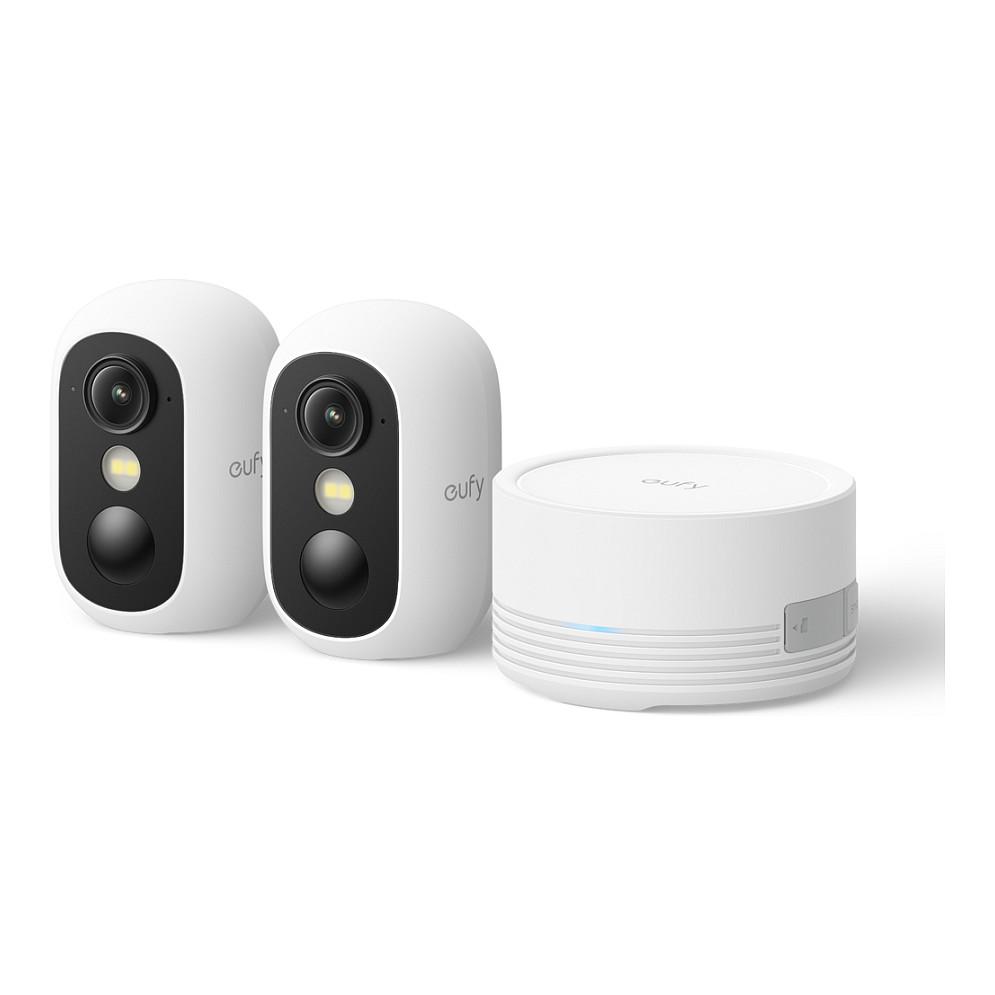Sistem Kamerash Sigurie IP CCTV eufyCam C35, 2 Kamera, 1080p, 130°, AI, Color Night Vision, Wi-Fi, IP67 - Bardhë