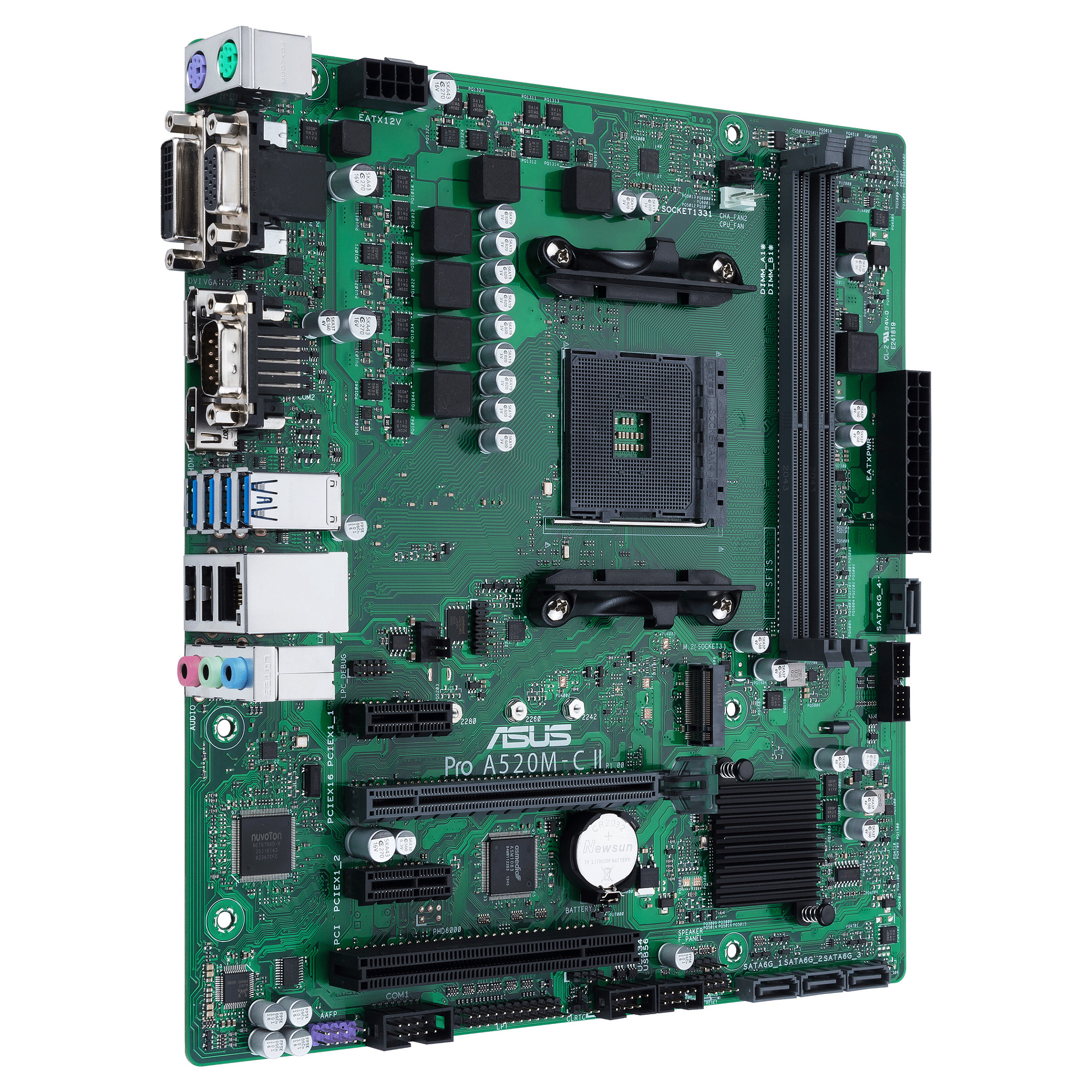 Pllakë Amë AMD AM4 ASUS PRO A520M-C II/CSM D4 / mATX  / DDR4 / HDMI+DP+VGA+DVI - 4