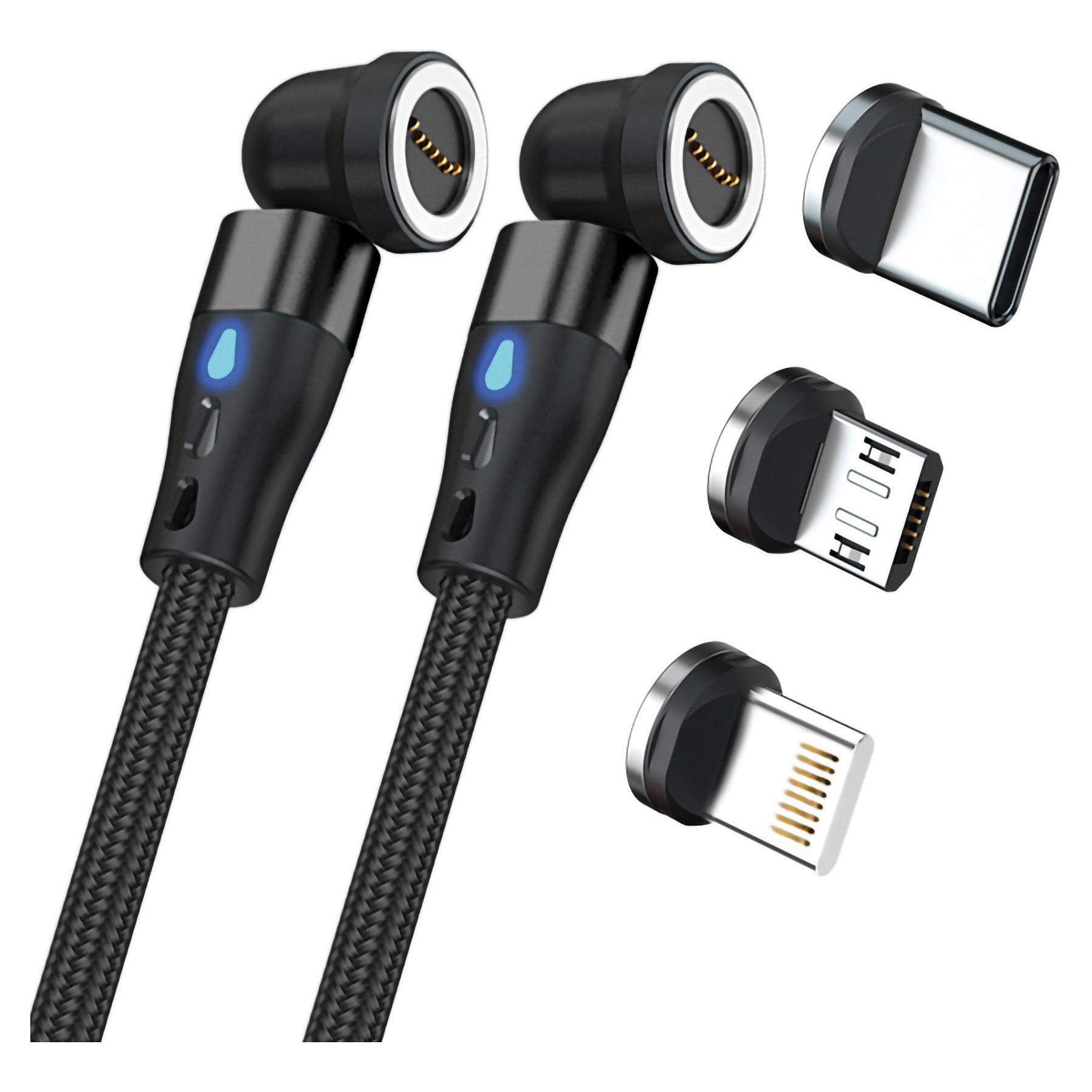 Kabllo RealPower MagneticCharge2 / USB-A → Magnetik / 1m / 6 Adapterë – Zezë