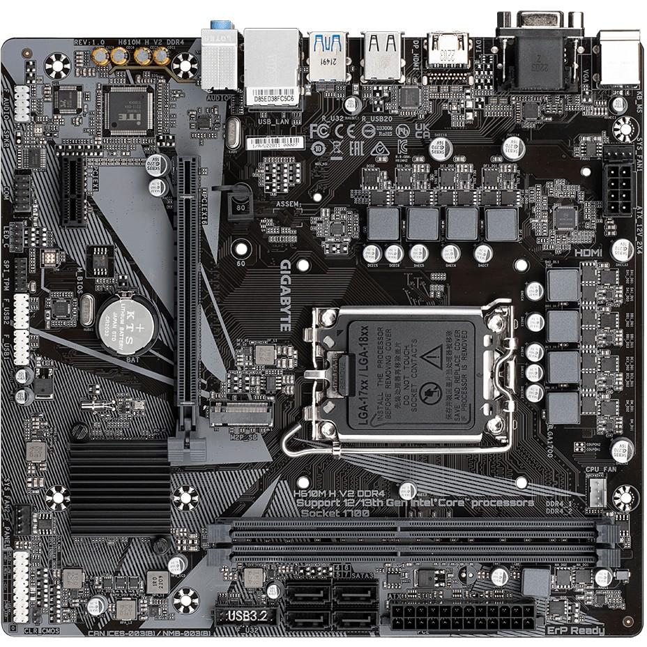 Pllakë Amë MB Intel GIGABYTE H610M H V2 DDR4, LGA1700, H610, Micro ATX, DDR4 - 5