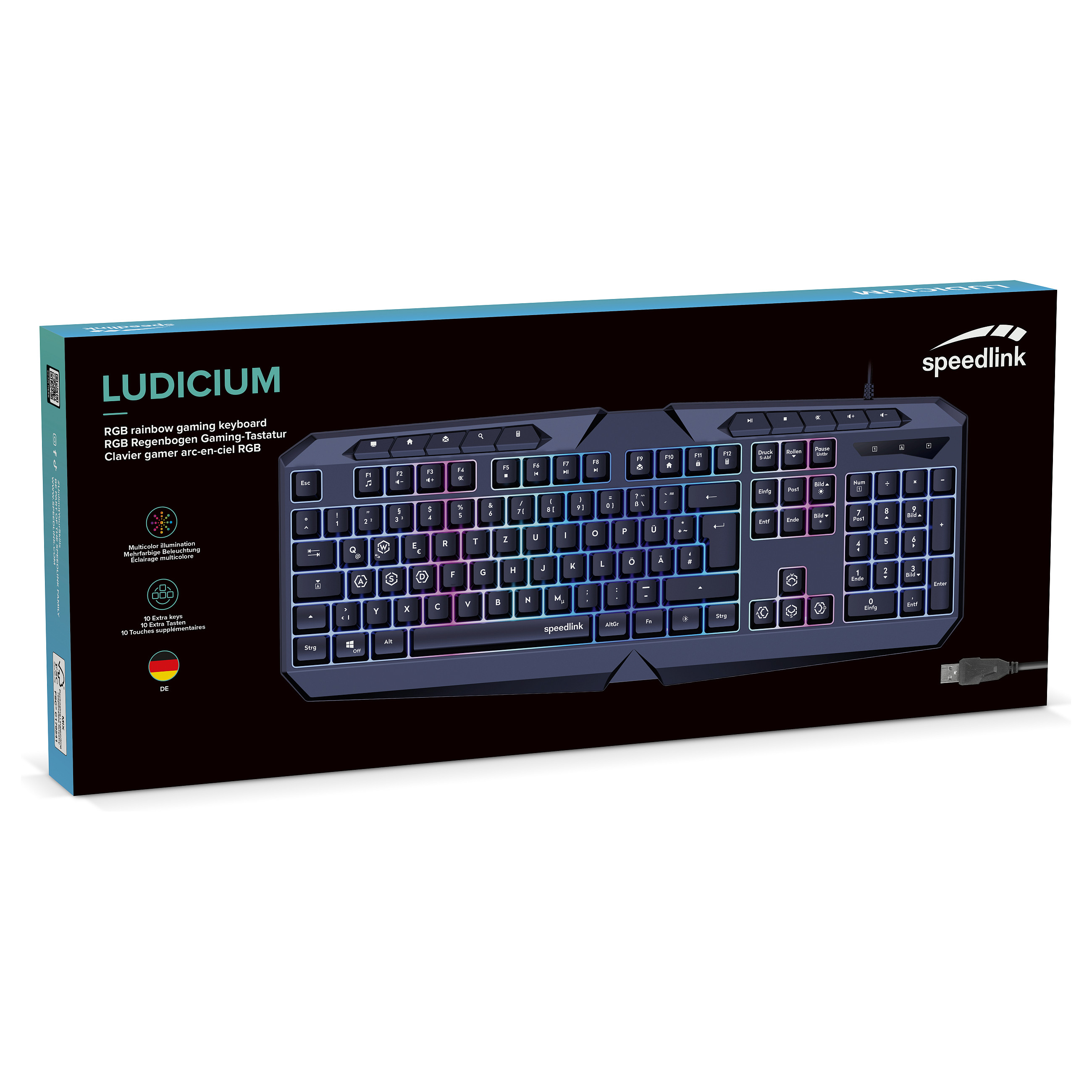 Tastierë Gaming Speedlink LUDICIUM RGB Wired / QWERTZ - Zezë - 6