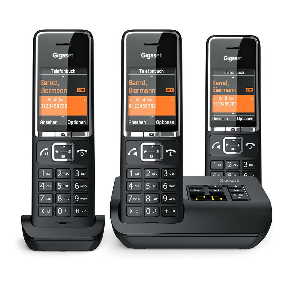 Telefona të Thjeshtë Gigaset COMFORT 550A Trio, 3 Handset, DECT/GAP, 2.2" TFT, deri në 200 Kontakte - Zezë - 3