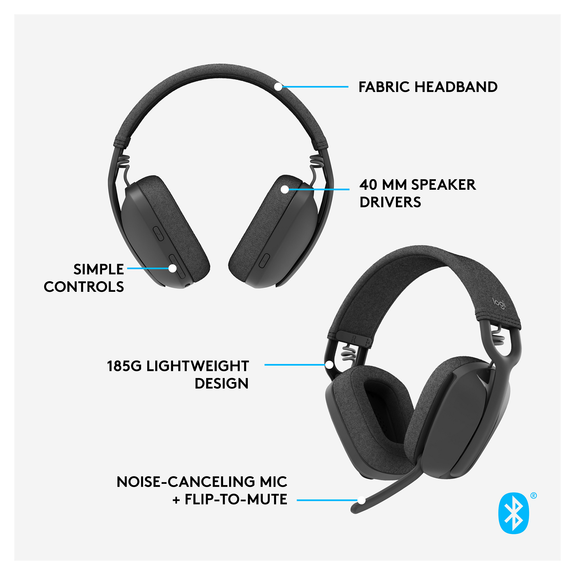 Kufje pa Kabllo Logitech / Zone Vibe 100 - Zezë - 13