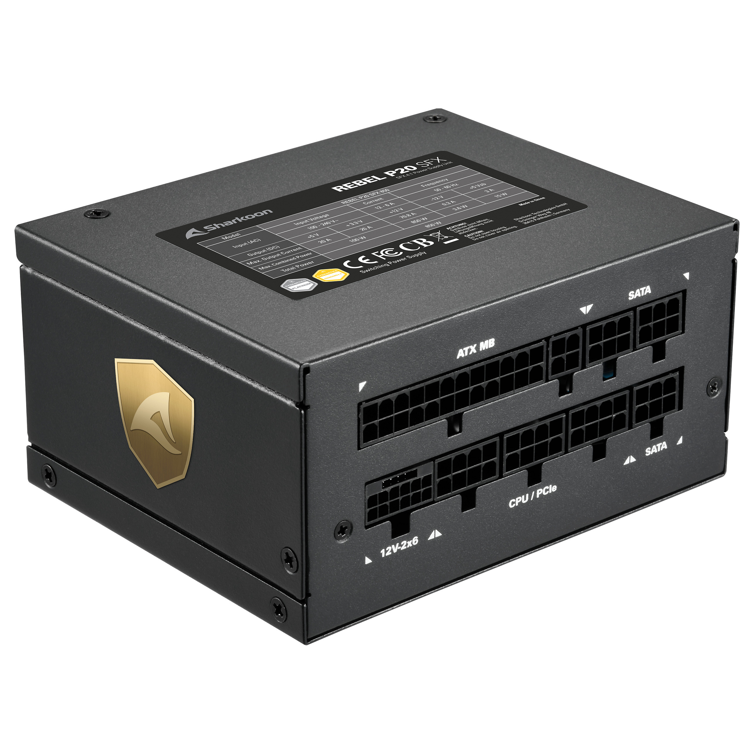Furnizues Energjie PSU 1000W Sharkoon Rebel P20 SFX / 1000W / SFX Power Supply / 1x 12-Pin High Power / 2x PCIe / Black - 6