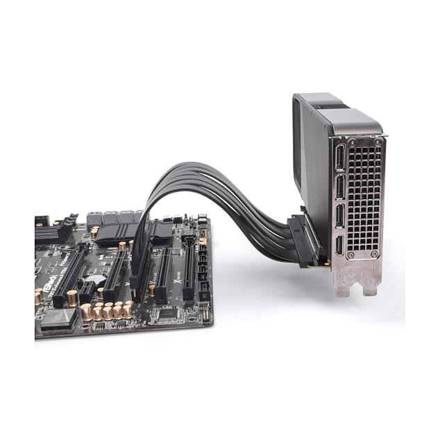 Kartë Riser Delock 81593, PCI Express 5.0 x16 në x16, 90° Djathtas, Kabllo 30cm - Zezë - 3