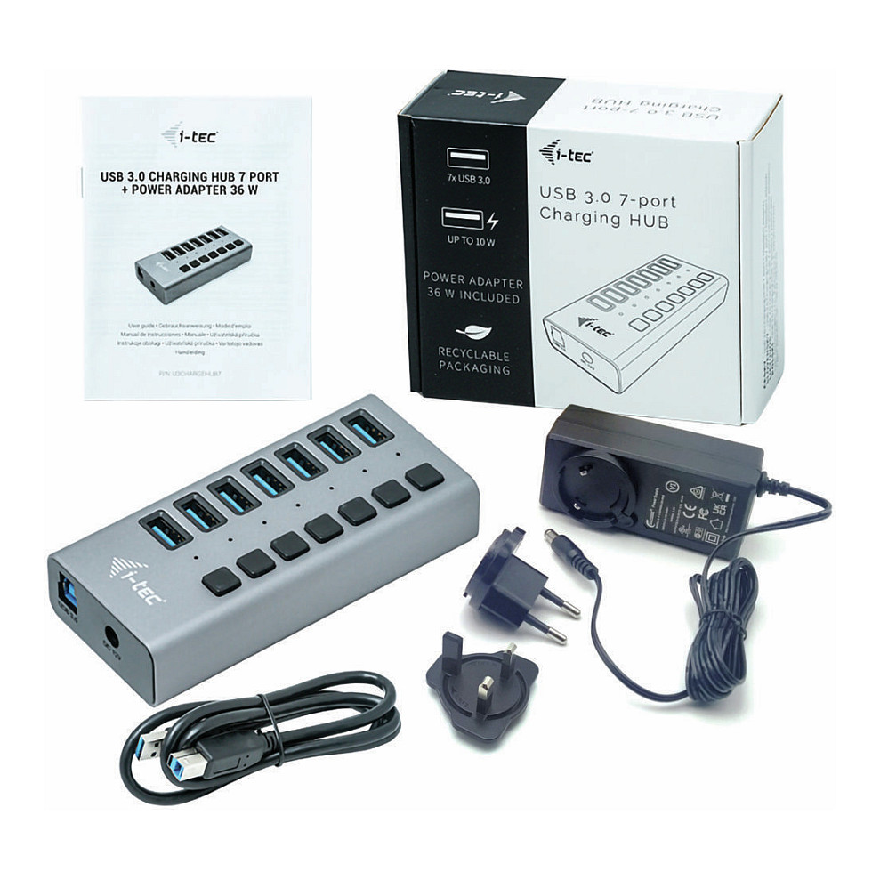Hub I-TEC USB 3.0 / 7 Porta / 36W / Me Furnizim Energjie - Metalik - 4