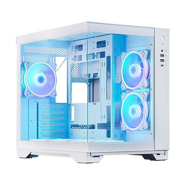 Kasë PC Chieftec Visio GM-30W-TG-OP / Cube / ATX / 3x 120mm ARGB + 2x 120mm ARGB Fan / Tempered Glass / Dual Chamber / 360mm Radiator - Bardhë