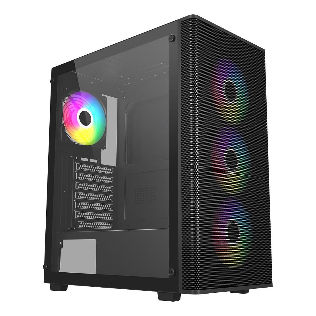 Kasë FSP M220-BA, Mid Tower, ATX, 4x120mm ARGB, Tempered Glass - Zezë