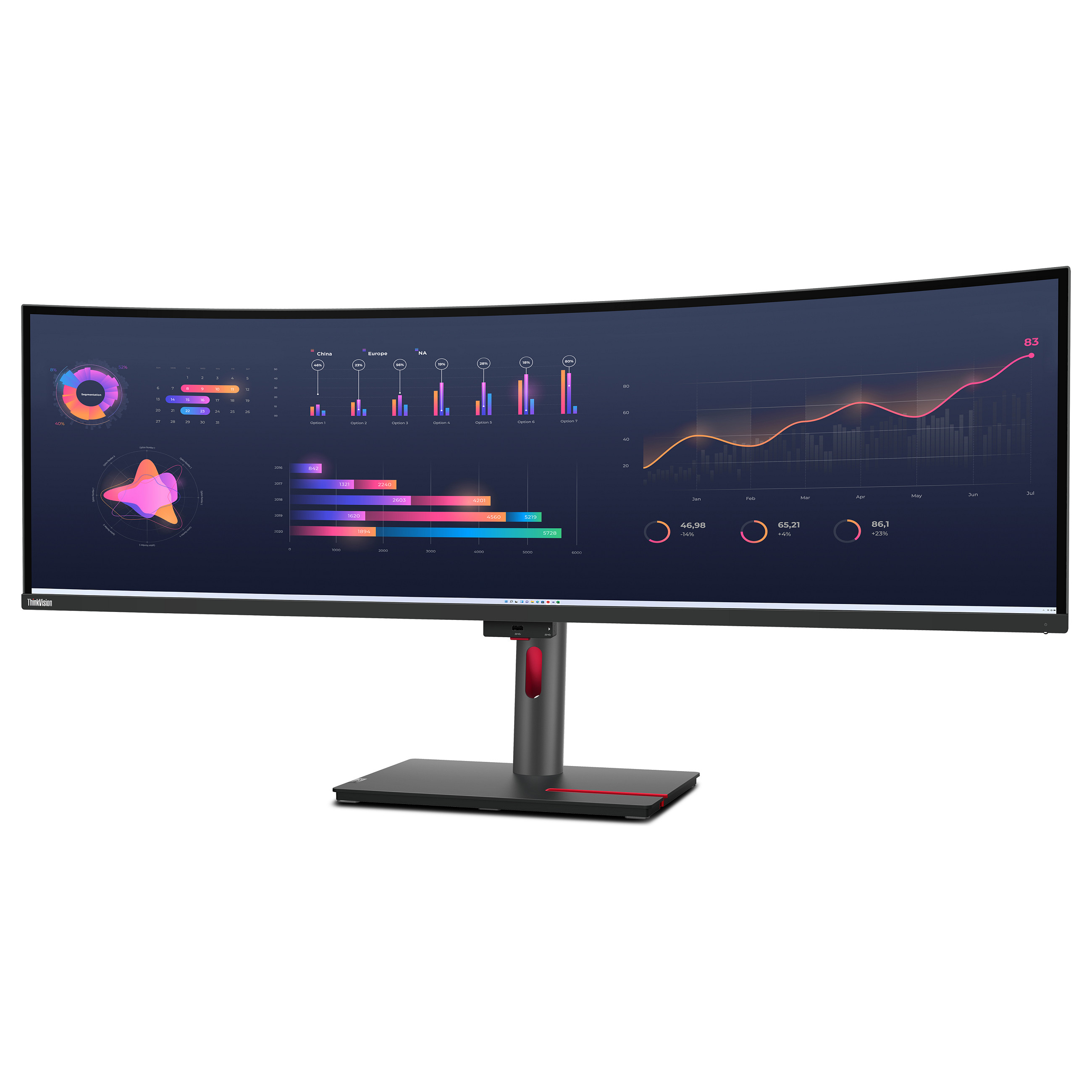 Monitor i lakuar Lenovo ThinkVision P49w-30 / 49" Dual Quad HD 60 Hz 6 ms IPS Curved / HDMI DP USB-C / e zezë - 3